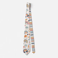 Cute Orange Blue Spring Rainbow Clouds Pattern