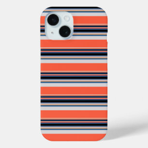 Cute orange blue stripes iPhone 15 case