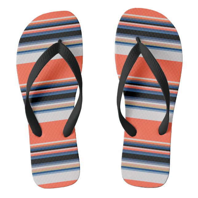 Cute orange blue stripes jandals (Footbed)