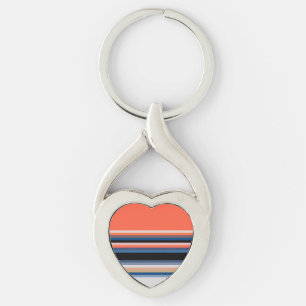 Cute orange blue stripes key ring