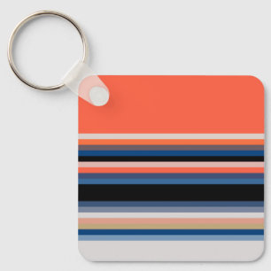 Cute orange blue stripes key ring
