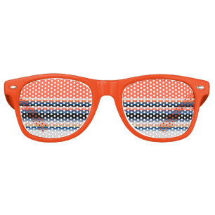 Cute orange blue stripes retro sunglasses