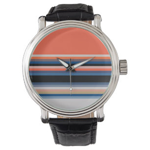 Cute orange blue stripes watch
