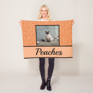 Cute Orange Botanical Customised Pet   Fleece Blanket