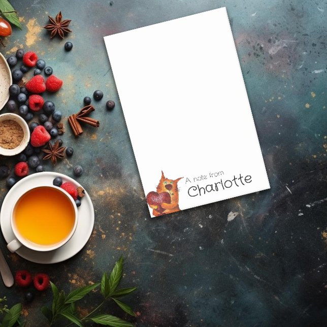 Cute orange cartoon cat heart name post-it notes (Creator Uploaded)