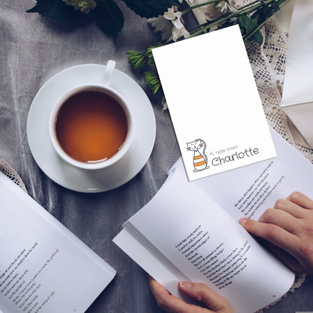 Cute orange cartoon cat name post-it notes (Creator Uploaded)