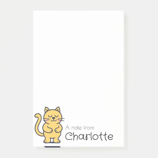 Cute orange cartoon cat name post-it notes (Front)
