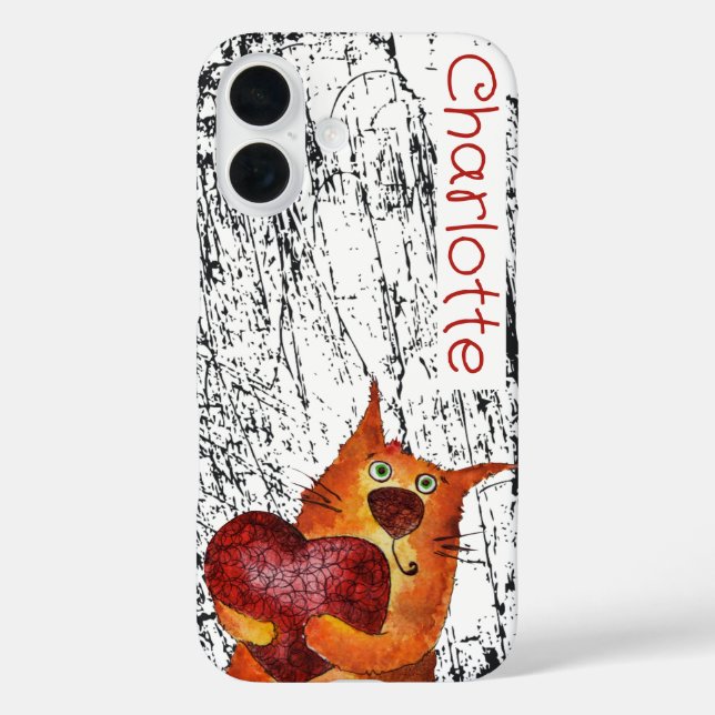 Cute orange cartoon cats name grunge Case-Mate iPhone case (Back)