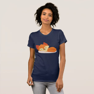 Cute Orange Cartoon Drawing of a Fox Sleeping T-Shirt