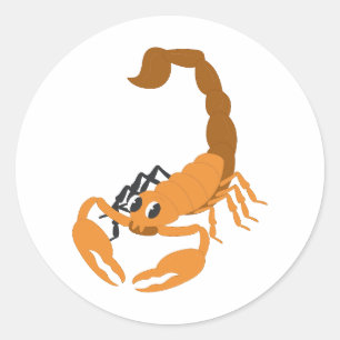 Cute Orange Cartoon Scorpion Children Vector Stick Classic Round Sticker