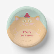 Cute Orange Cat 2nd Birthday Paper Bowl