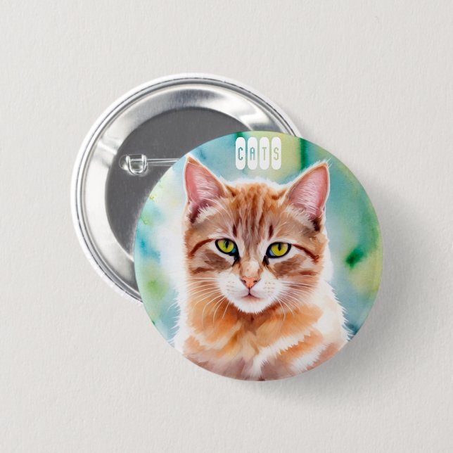 Cute Orange Cat 6 Cm Round Badge (Front & Back)