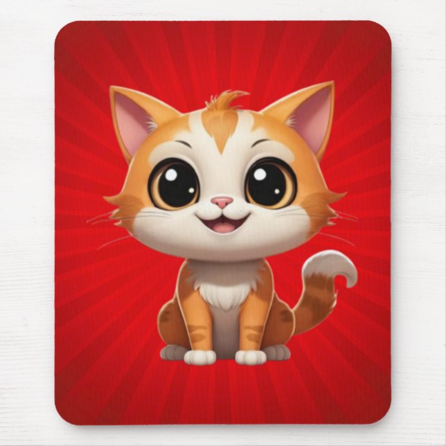Cute Orange Cat Cartoon Style Character-89738 Mouse Pad (Front)