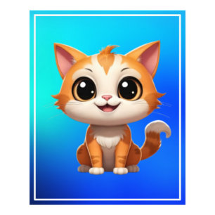 Cute Orange Cat Cartoon Style Character-89738 Photo Print