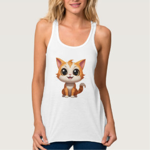 Cute Orange Cat Cartoon Style Character-89738 Singlet