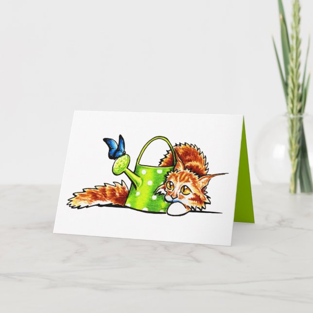 Cute Orange Cat Custom Message Card (Front)