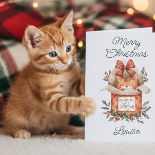 Cute Orange Cat Do Not Open Until Christmas Card
