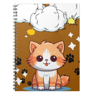 Cute Orange Cat Explosion Notebook – Fun Comic