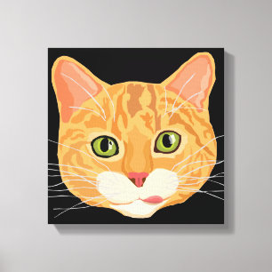 Cute Orange Cat Face Illustration Canvas Print