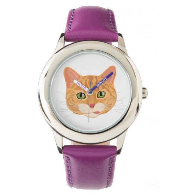 Cute Orange Cat Face Watch (Front)