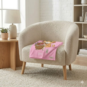 Cute Orange Cat & Flowers: Soft Baby Blanket