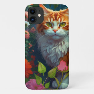 Cute Orange Cat in Flowers  Case-Mate iPhone Case