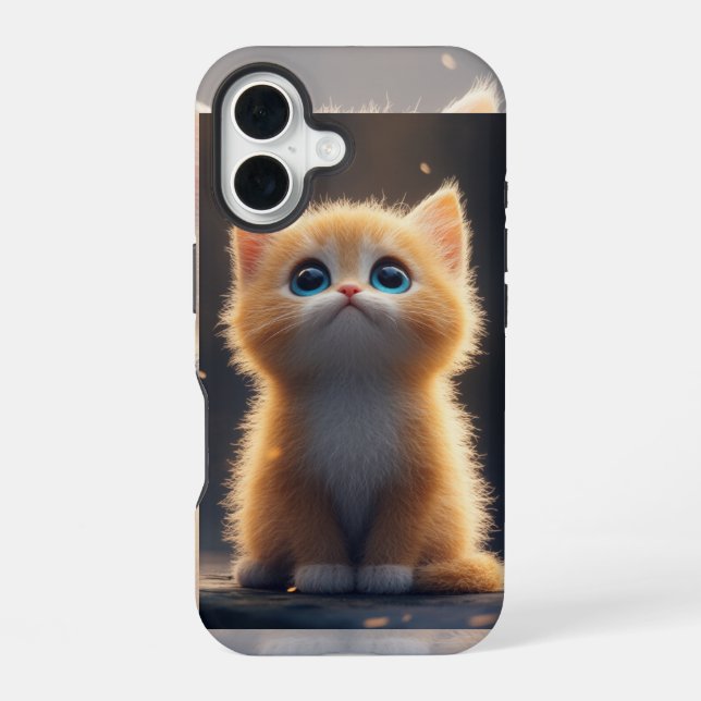 Cute Orange Cat iPhone 16 Case (Back)