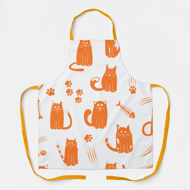 Cute Orange Cat Lover Kitchen Apron (Front)