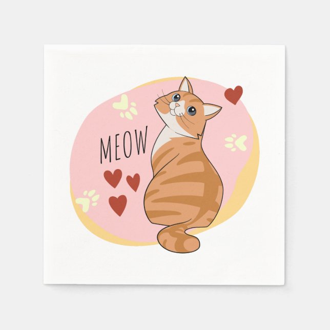 Cute orange cat napkin (Front)