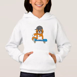 Cute Orange Cat on Skateboard Cartoon