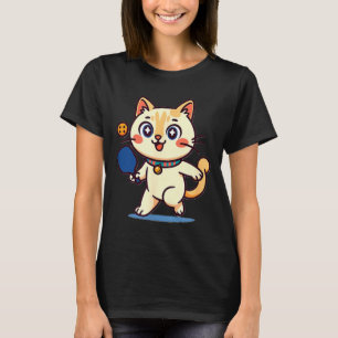 Cute orange cat playing pickleball T-Shirt