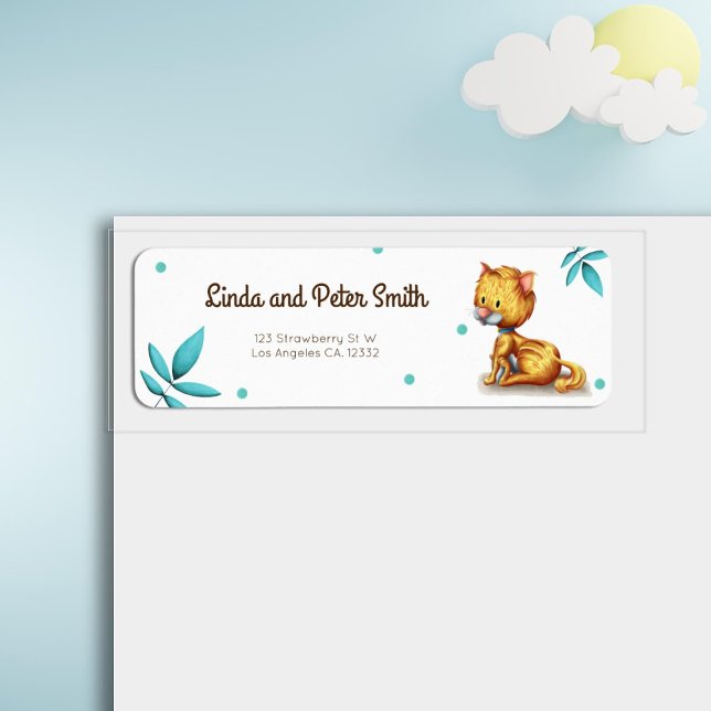 Cute Orange Cat Return Address (Creator Uploaded)