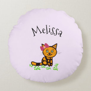 Cute  orange cat round cushion