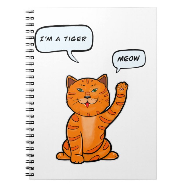 Cute orange cat says "Meow". Tiger 2022 Notebook (Front)
