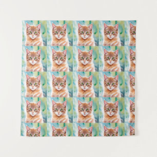 Cute orange cat tapestry