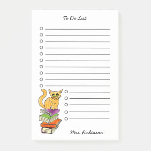 Cute Orange Cat Teacher To Do List White 4 x 6 Post-it Notes