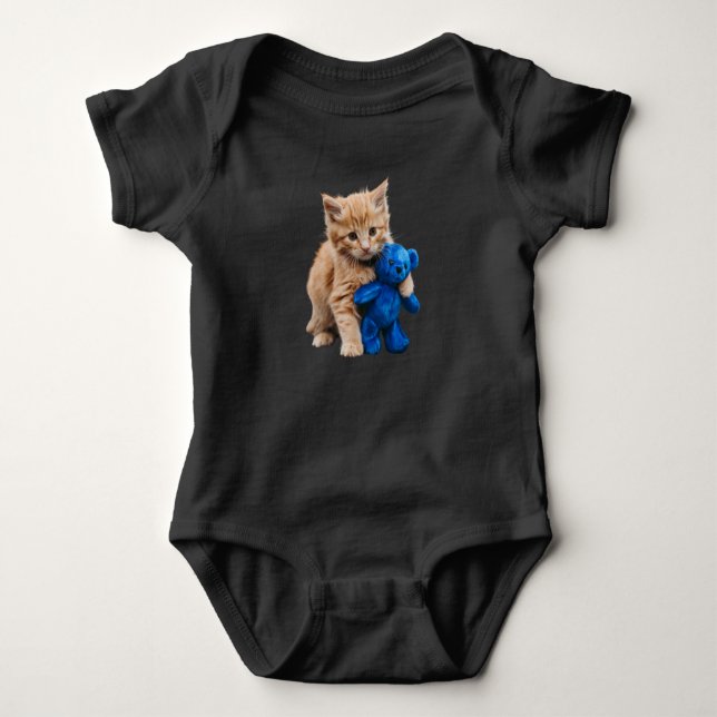 Cute Orange Cat Teddy  Baby Bodysuit (Front)