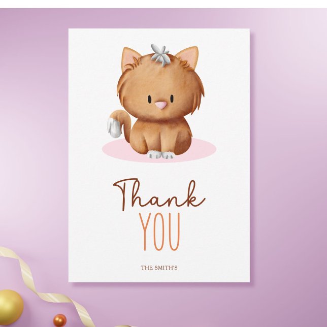 Cute Orange Cat Typography Thank You Card (Creator Uploaded)