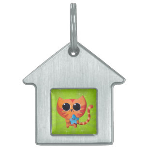 Cute Orange Cat with Star Pet Name Tag