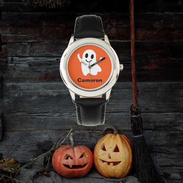 Cute Orange Circle Smiling Halloween Ghost Watch (Creator Uploaded)
