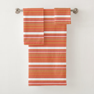 Cute orange colourful stripes bath towel set