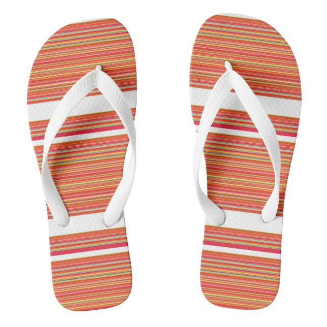 Cute orange colourful stripes jandals (Footbed)