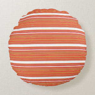 Cute orange colourful stripes round cushion