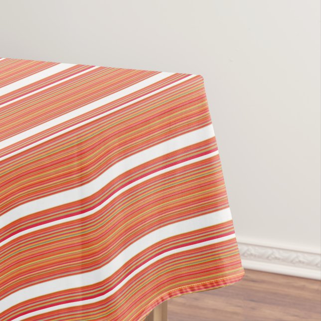 Cute orange colourful stripes tablecloth (In Situ)
