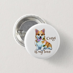 Cute Orange corgi for  a positive mood  3 Cm Round Badge