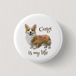 Cute Orange corgi for  a positive mood  3 Cm Round Badge