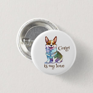 Cute Orange corgi for  a positive mood  3 Cm Round Badge