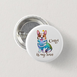 Cute Orange corgi for  a positive mood  3 Cm Round Badge