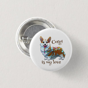 Cute Orange corgi for  a positive mood  3 Cm Round Badge