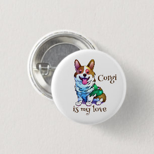 Cute Orange corgi for  a positive mood  3 Cm Round Badge